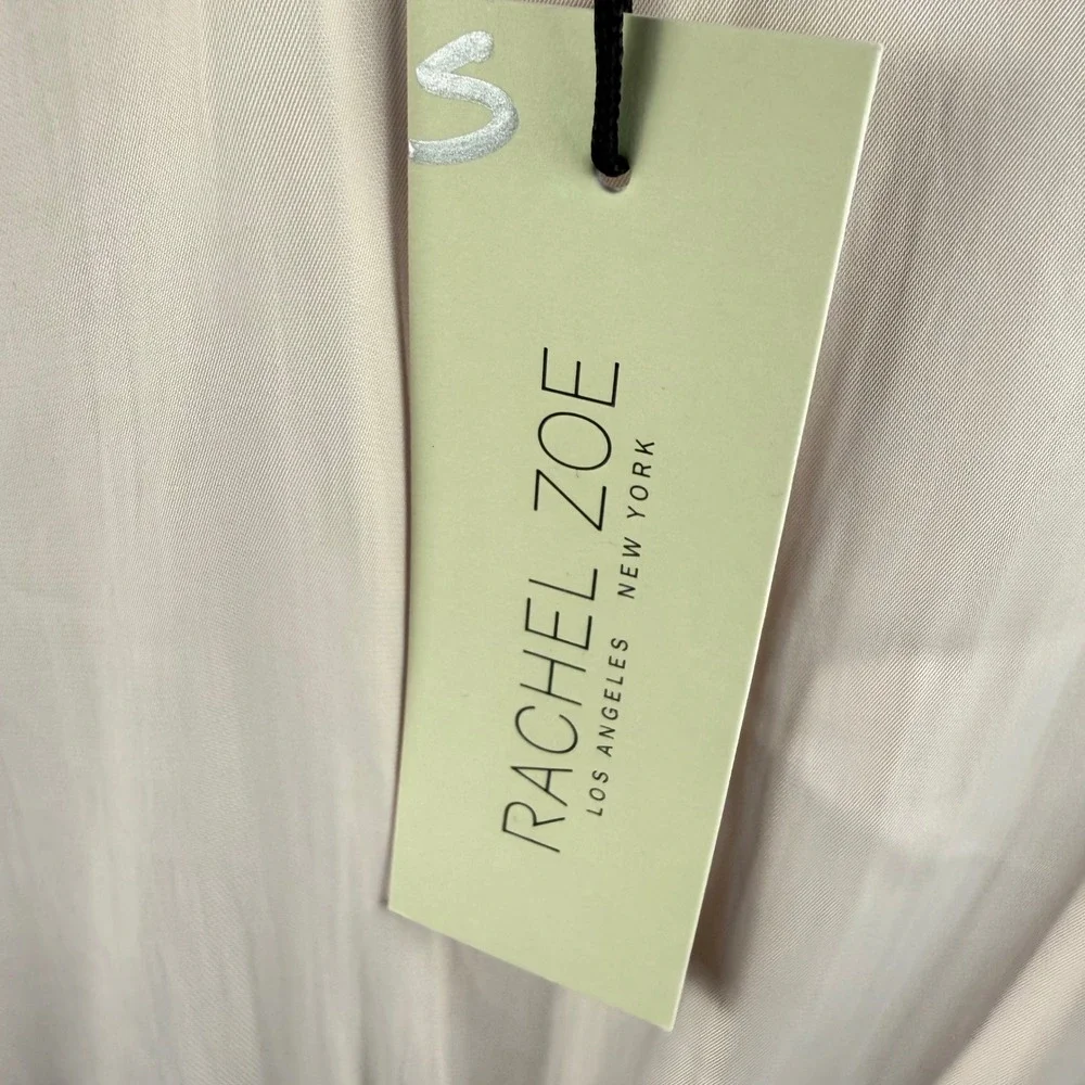 NEW Rachel Zoe Cream Satin Peasant Blouse Crochet Smocked Medium Boho Small Flaw - Picture 4 of 8